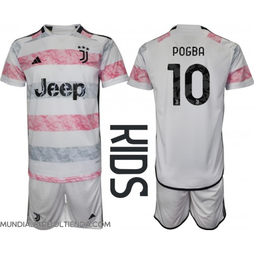 Camiseta Juventus Paul Pogba #10 Segunda Equipación Replica 2023-24 para niños mangas cortas (+ Pantalones cortos)